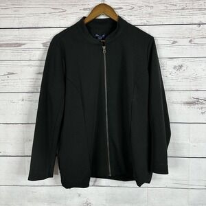 Travel Smith Jacket Womens Large Black Full Zip Ribbed Textured Wrinke Resistant